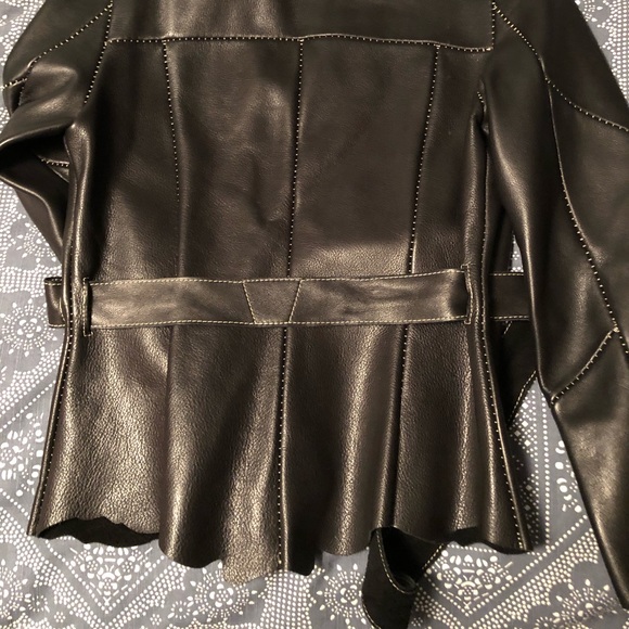 Joie Genuine Leather Belted Blazer Jacket – Black - Picture 10 of 13